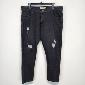 Guess Mens Black Distressed Tapered Jeans 38x28 Stretchy 100% Cotton Streetwear